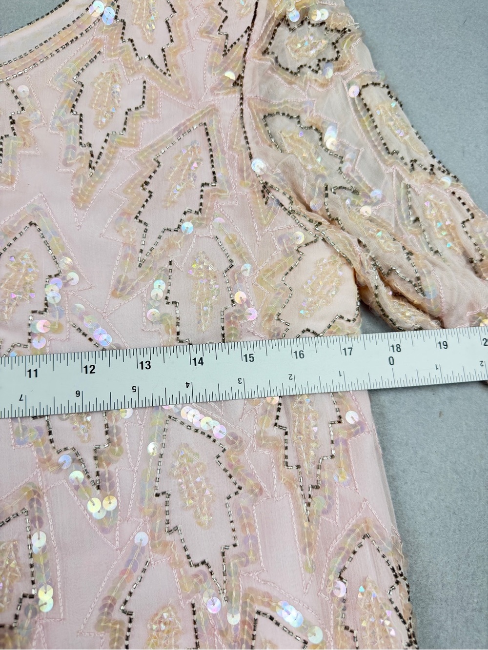 Vintage 80s Scala 100% Silk Beaded Sequin Cocktail Dress Blush Pink Sz S - Picture 10 of 11